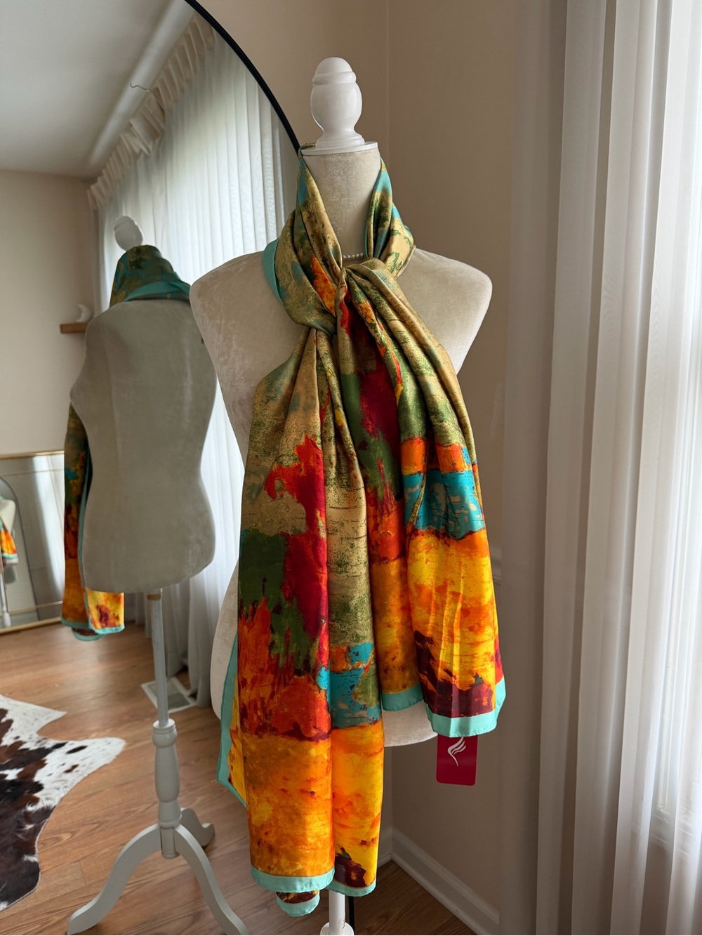 Vibrant Abstract Multi-Color Art Scarf
